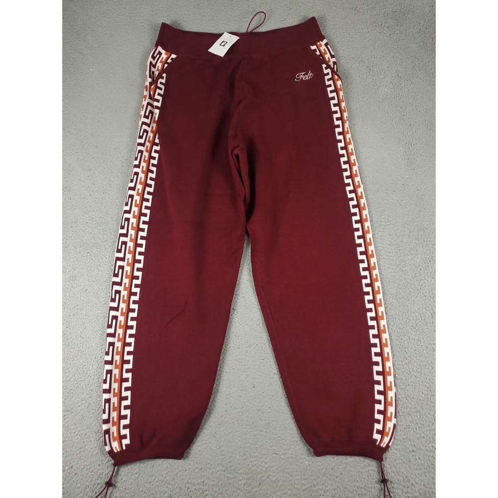 For Every Living Thing Pants Mens XL Red Felt Havana Cotton Sweatpants Jogger